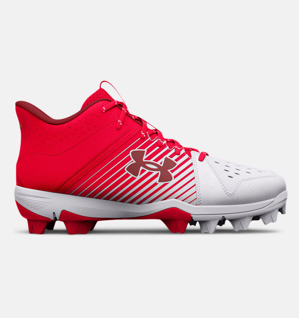 Spikes Beisbol Softbol Under Armour Leadoff Rubber Mid Blanco Rojo INFANTIL