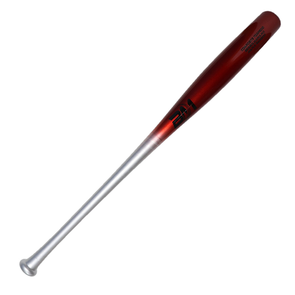 Bat Beisbol Torpedo Reforzado Beisbolmania COMPUESTO MAPLE BAMBOO BMTOR PLATEADO ROJO
