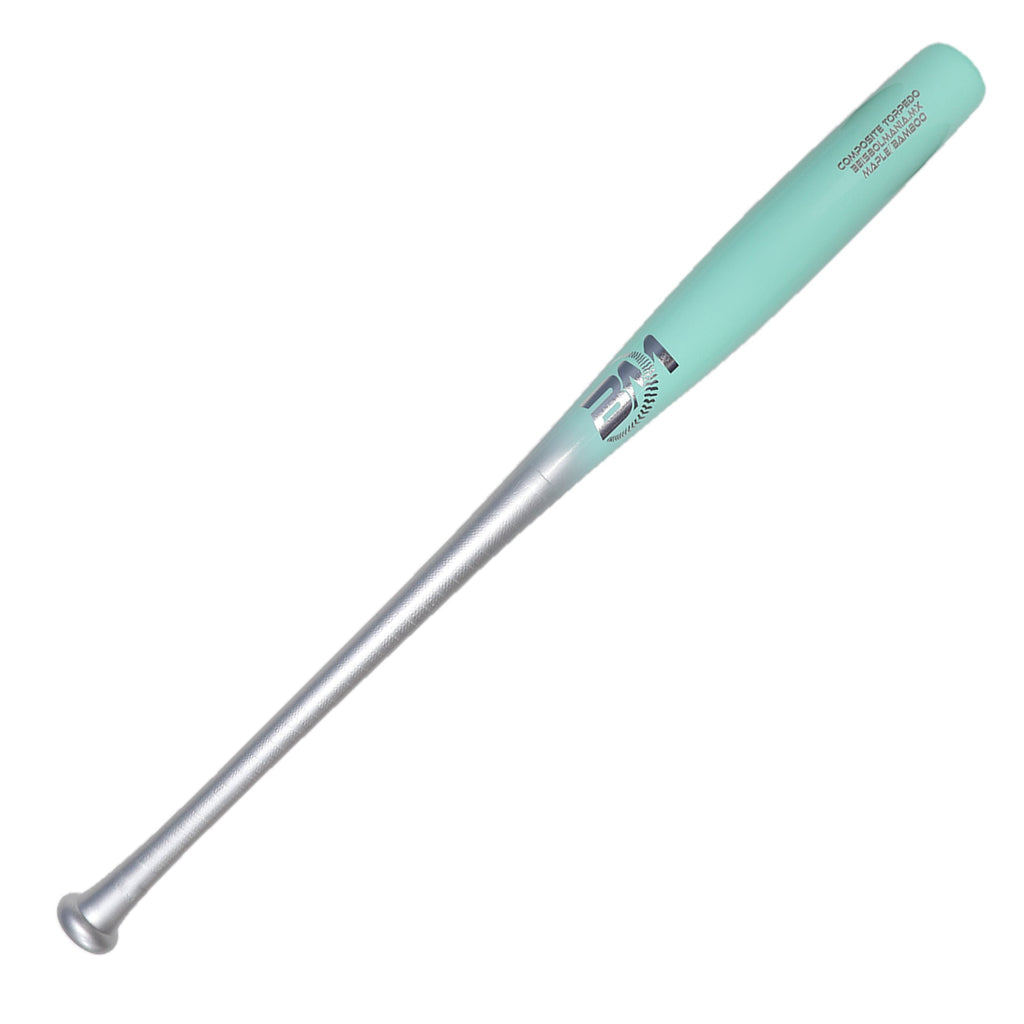 Bat Beisbol Torpedo Reforzado Beisbolmania COMPUESTO MAPLE BAMBOO BMTOR PLATEADO MENTA
