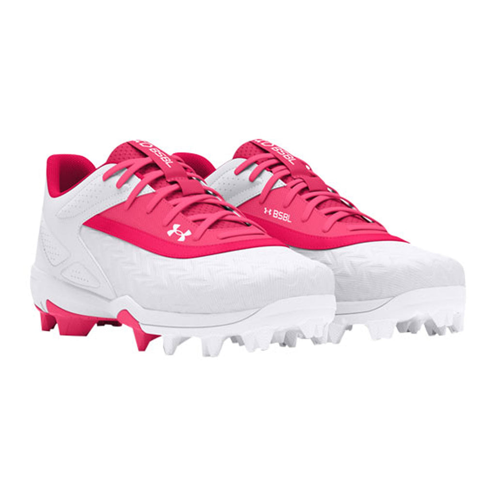 Spikes Beisbol Softbol Under Armour Leadoff RM 3.0 Low Blanco Rosa INFANTIL