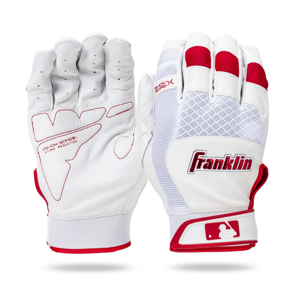 Guanteletas Beisbol Franklin Shock Sorb X Blanco Rojo Adulto