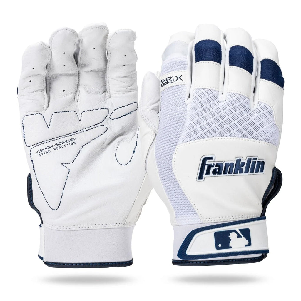 Guanteletas Beisbol Franklin Shock Sorb X Blanco Marino Adulto