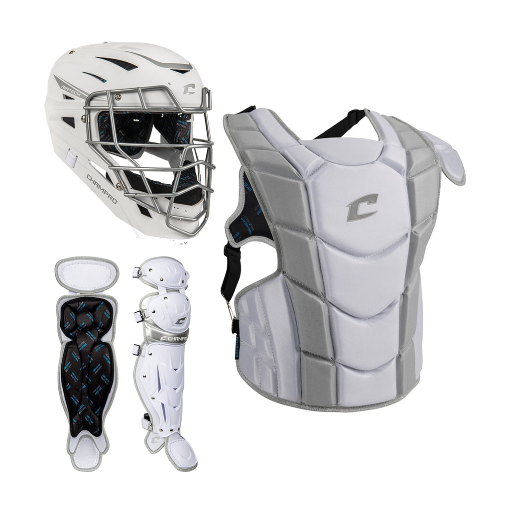 Arreos Equipo Catcher Softbol Champro CBSF10W Blanco Gris DAMA (9 a 12 años)