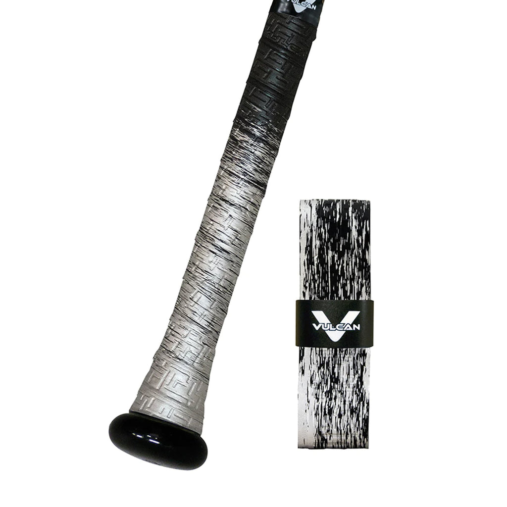Bat Grip Beisbol Softbol Vulcan FADE PLATA NEGRO 1.75 MM