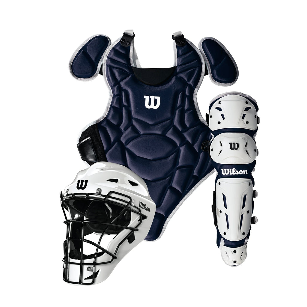Equipo de Catcher Beisbol Wilson EZ Gear 2.0 Pañalitos Marino (5 a 7 años)
