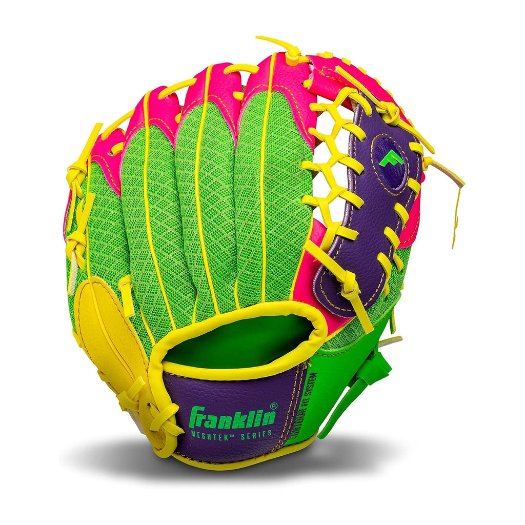 Guante Beisbol Franklin Mesh Tek 22814 Morado Verde Amarillo 9.5 in 3 a 6 años