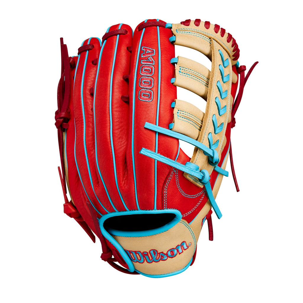Guante Beisbol Wilson A1000 PF1892 2024 Rojo Crema Azul 12.25 in