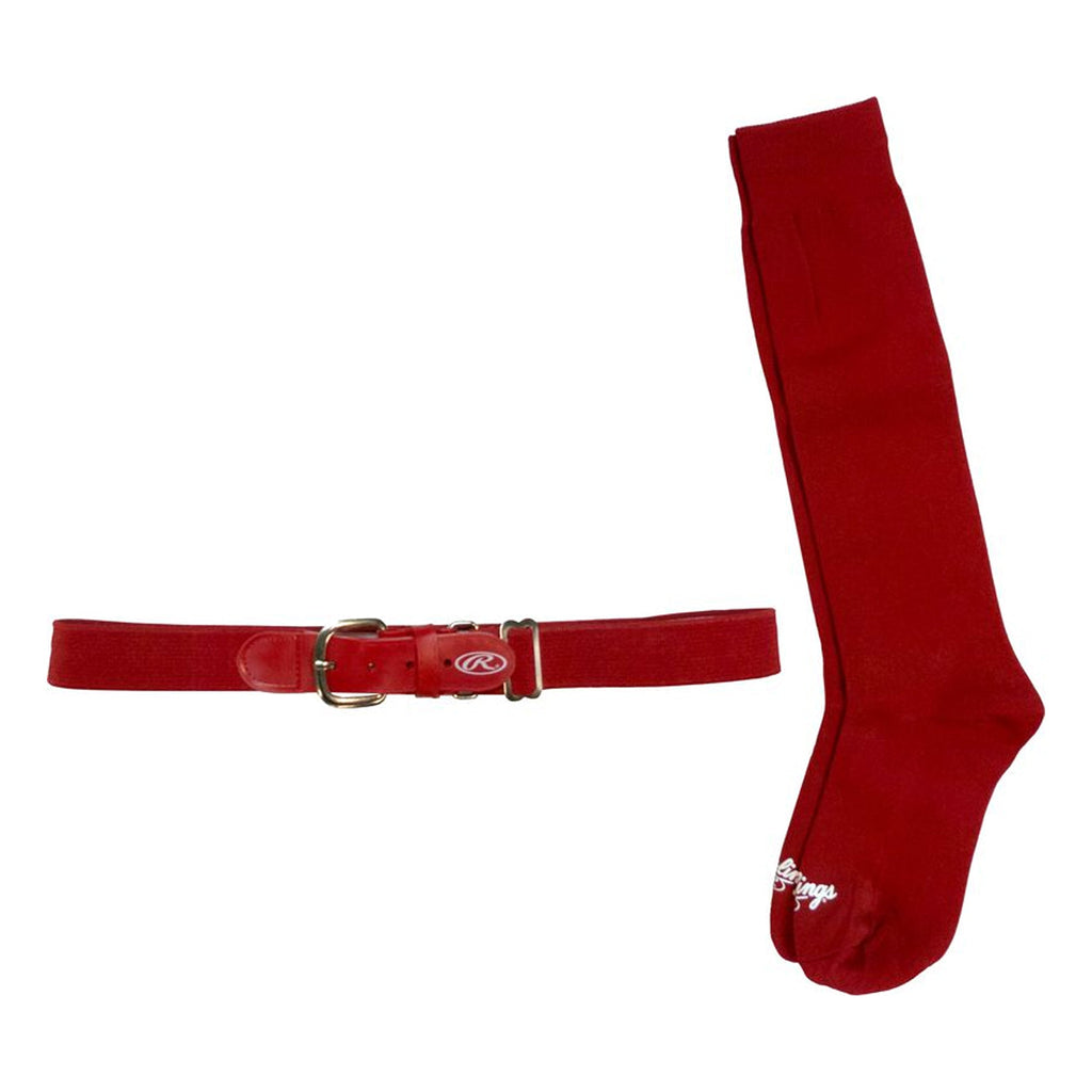 Set Medias Y Cinturón Beisbol Softbol Rawlings BLTSOCK Rojo
