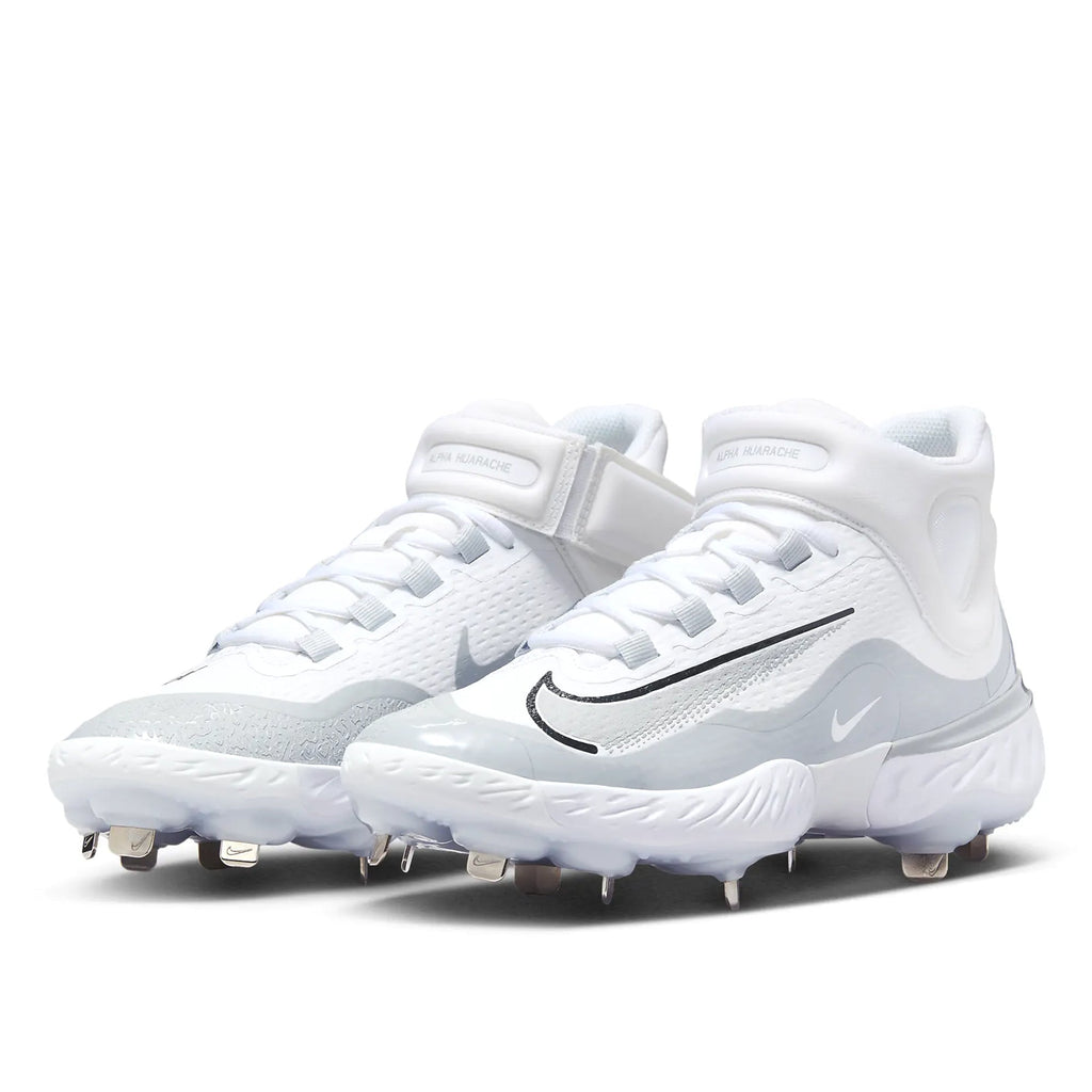 Spikes Beisbol Nike Alpha Huarache Elite 4 Mid Blanco Gris