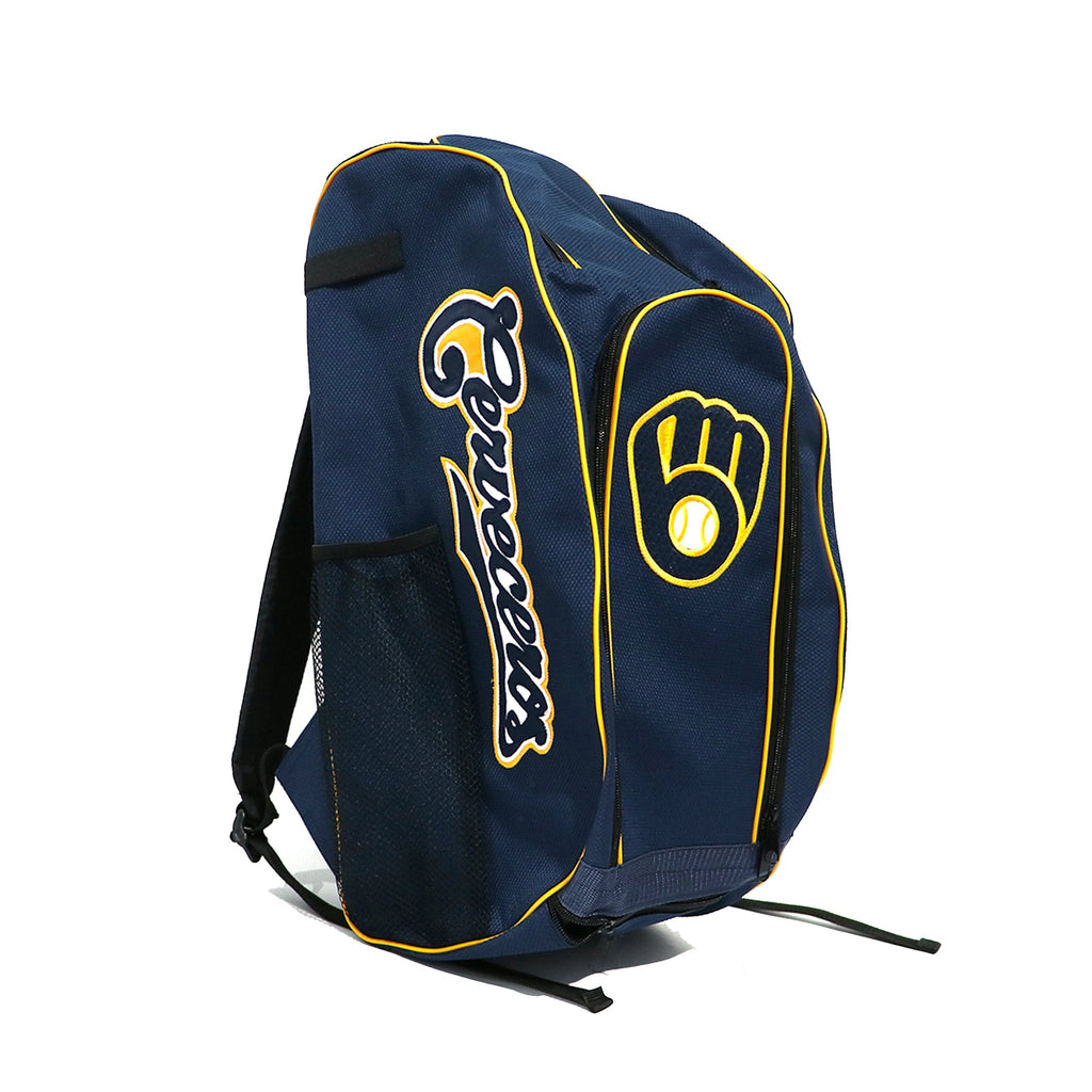 Back Pack Beisbol Softbol BS Cerveceros Azul Marino Letra Azul