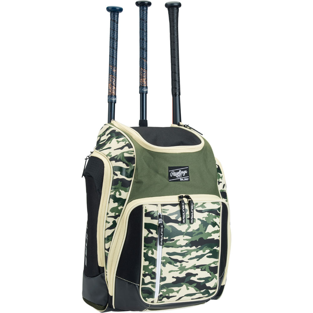 Back Pack Beisbol Softbol Rawlings Legion Players Camu Verde