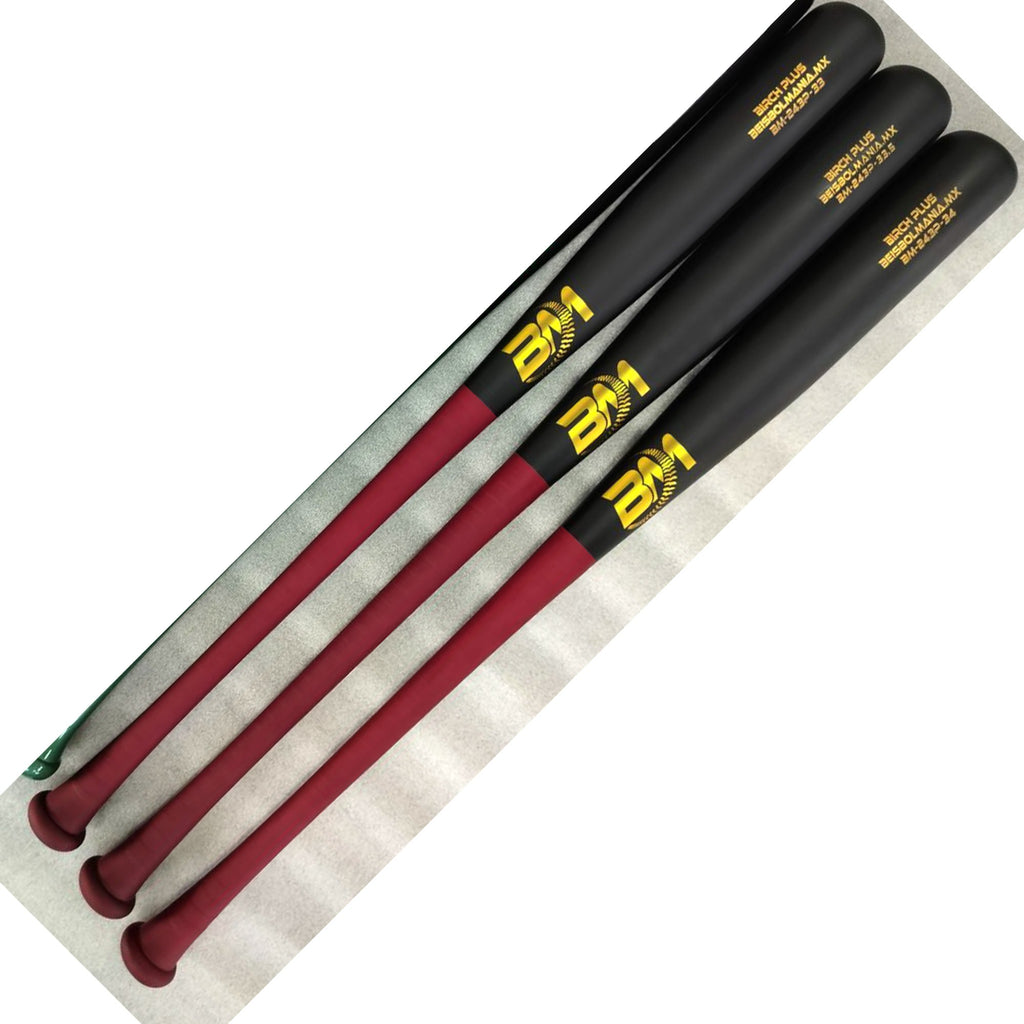 Bat Beisbol Reforzado Con Fibra de Vidrio Beisbolmania Birch Plus BM243 Vino Negro Mate