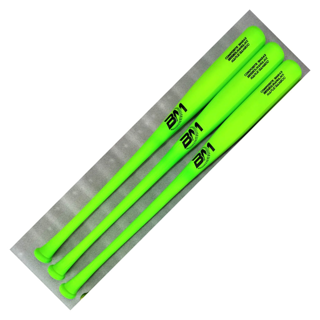 Bat Beisbol Reforzado Con Fibra de Vidrio Beisbolmania Compuesto Maple Bamboo BM243 Verde Neon