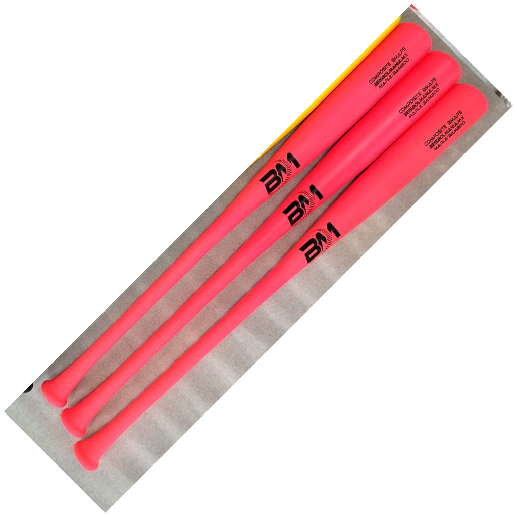 Bat Beisbol Reforzado Con Fibra de Vidrio Beisbolmania Compuesto Maple Bamboo BMAP5 Rosa Neon