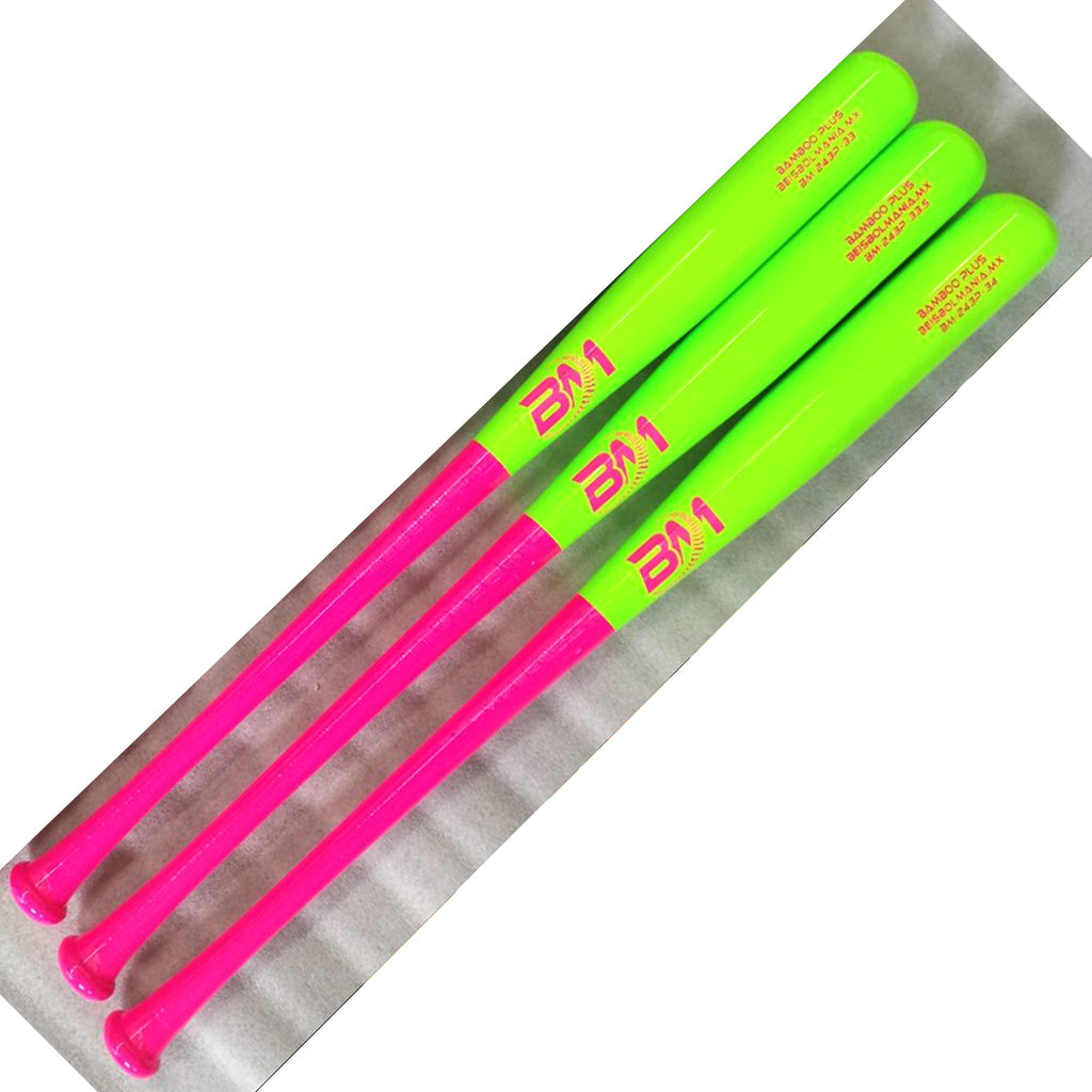Bat Beisbol Reforzado Con Fibra de Vidrio Beisbolmania Elite Bamboo BM243 Verde Rosa