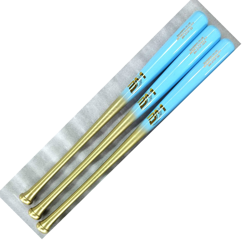 Bat Beisbol Reforzado Con Fibra de Vidrio Beisbolmania Elite Bamboo BM271 Dorado Celeste