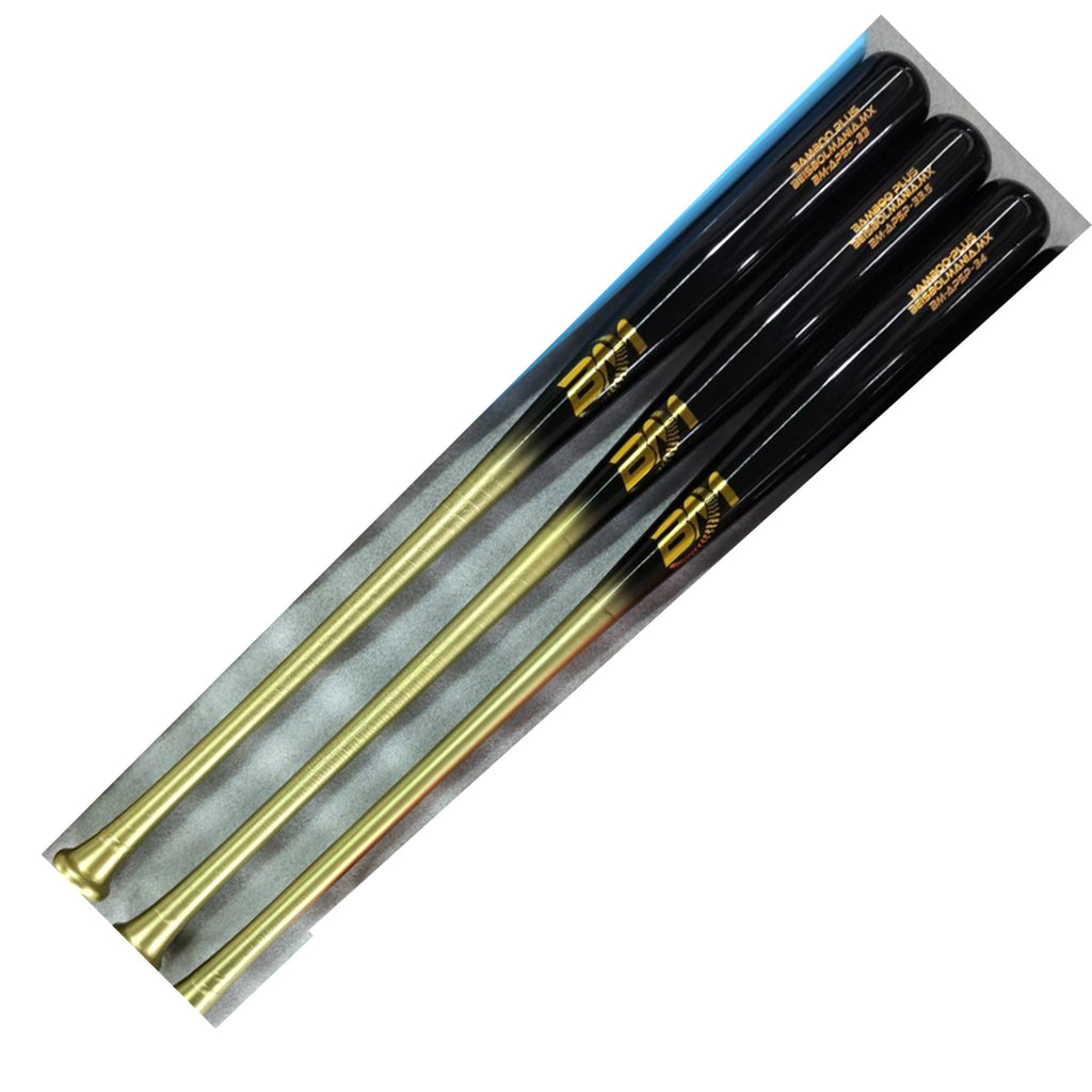 Bat Beisbol Reforzado Con Fibra de Vidrio Beisbolmania Elite Bamboo BMAP5 Dorado Negro