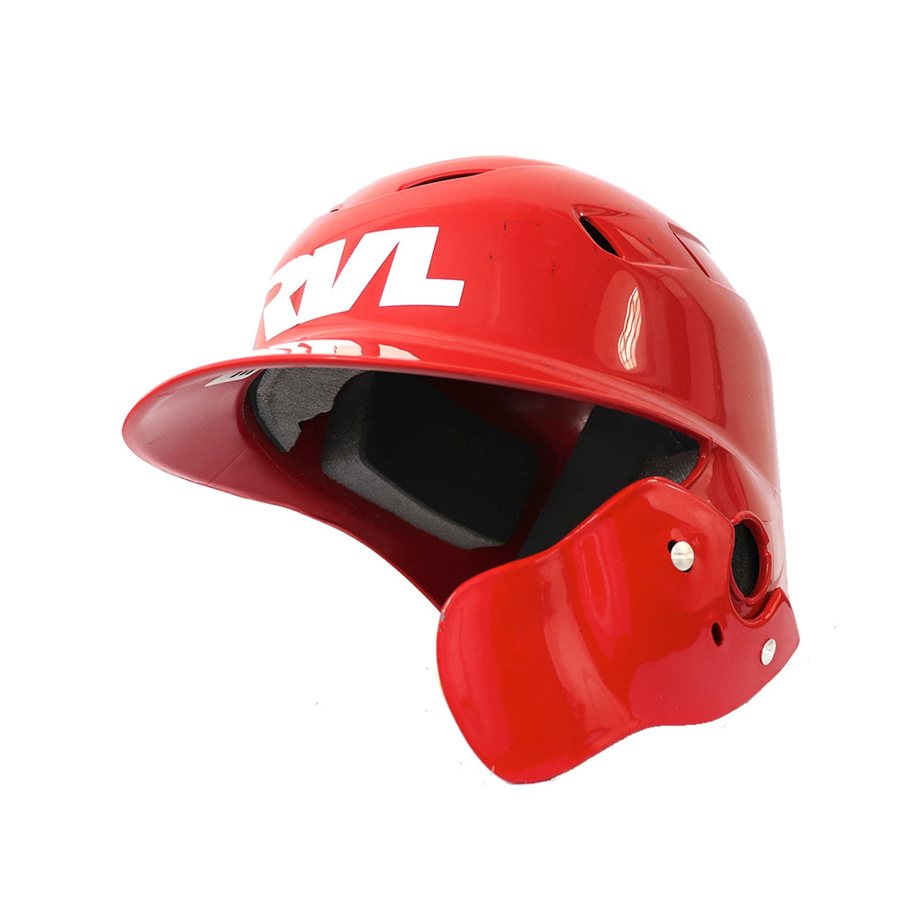 Casco Beisbol RVL Una Oreja Rojo Con Protector Mandibula ADULTO