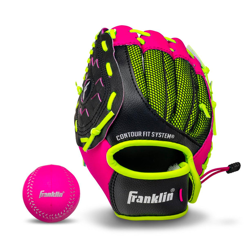 Guante Beisbol Franklin Neo Grip 22852L Negro Rosa 9 in 3 a 6 años ZURDO