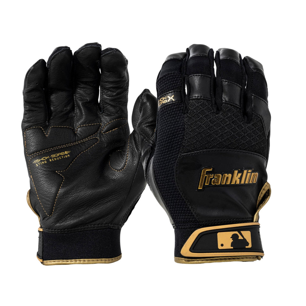 Guanteletas Beisbol Franklin Shock Sorb X Negro Dorado ADULTO