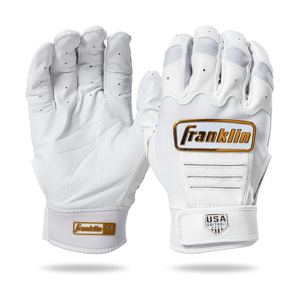 Guanteletas Softbol Franklin Cfx Fp Blanco Dorado Dama
