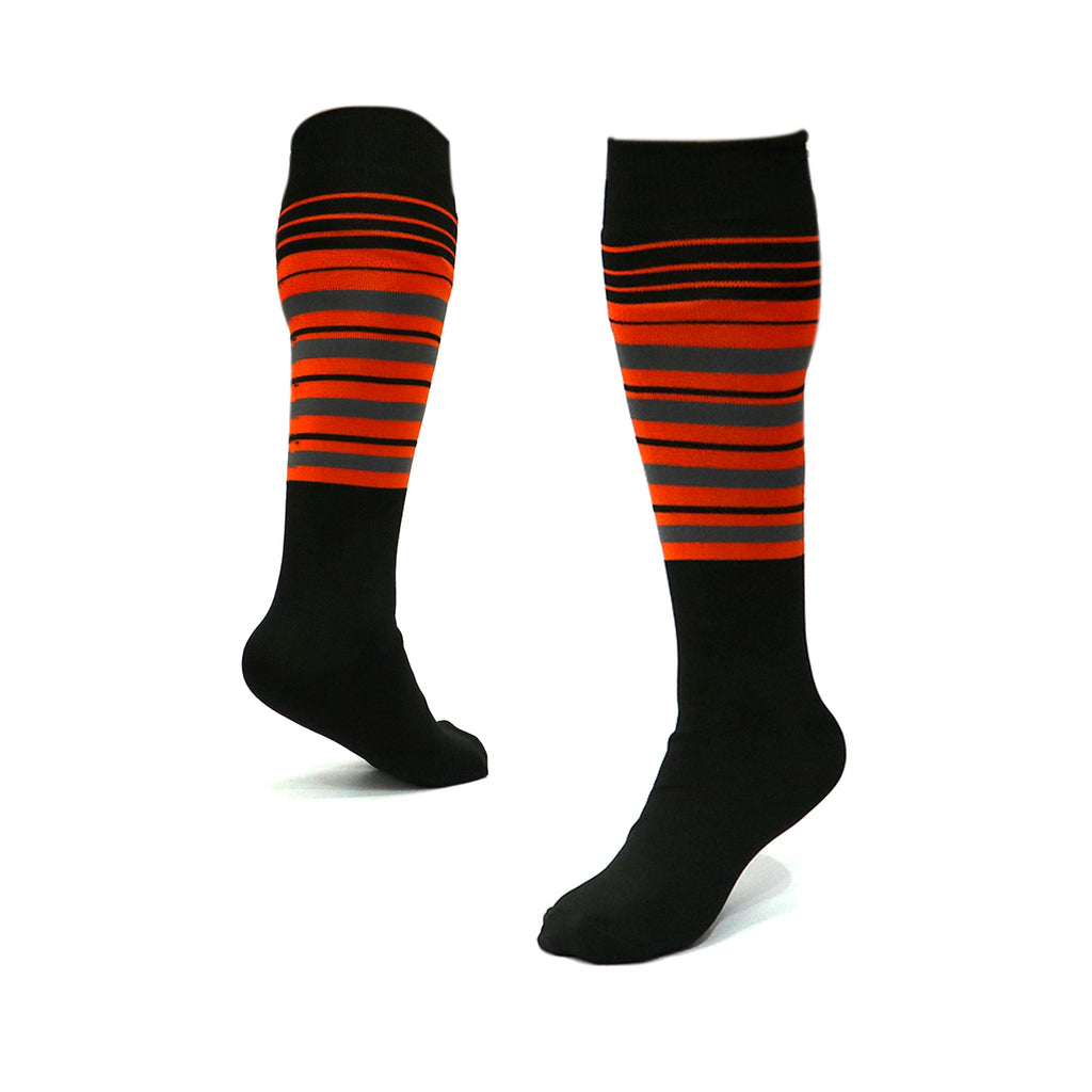 Medias Beisbol Softbol BS Rayas Negro Naranja Gris MBSRNNG Adulto