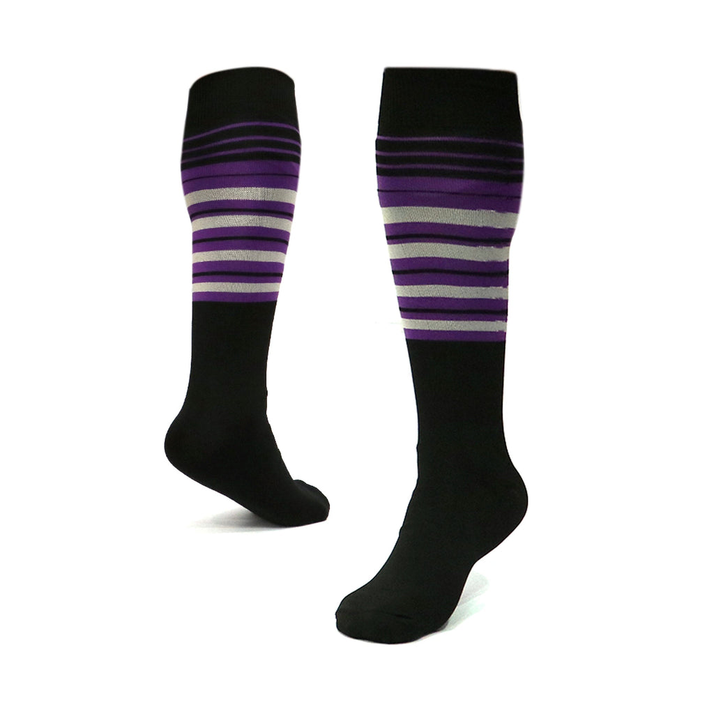 Medias Beisbol Softbol BS Rayas Negro Morado Gris MBSRNMG Adulto