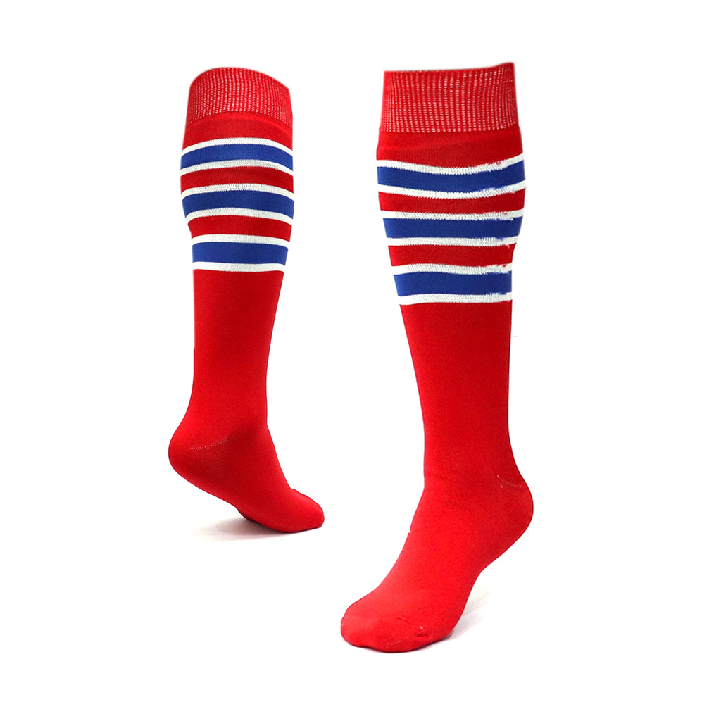 Medias Beisbol Softbol BS Rayas Rojo Blanco Rey MBSRRBR Adulto
