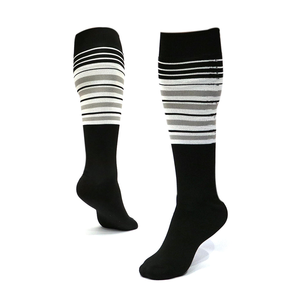 Medias Beisbol Softbol BS Rayas Negro Blanco Gris MBSRNBG Adulto