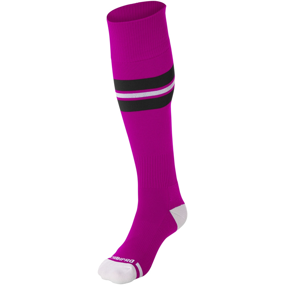 Medias Beisbol Softbol Rayado Champro AS3B Fucsia Negro Blanco Adulto