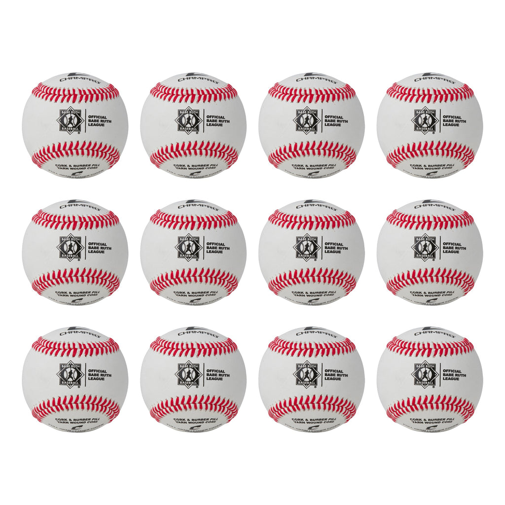 Docena Pelotas Beisbol Champro Babe Ruth De Piel Grano Completo CBB-200BR