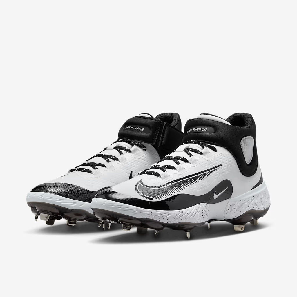 Spikes Beisbol Nike Alpha Huarache Elite 4 Mid Blanco Negro 2.0