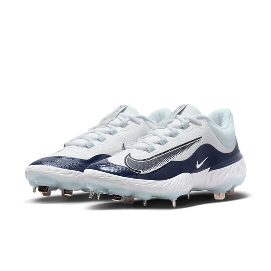 Spikes Beisbol Softbol Nike Alpha Huarache Elite 4 Low Blanco Marino