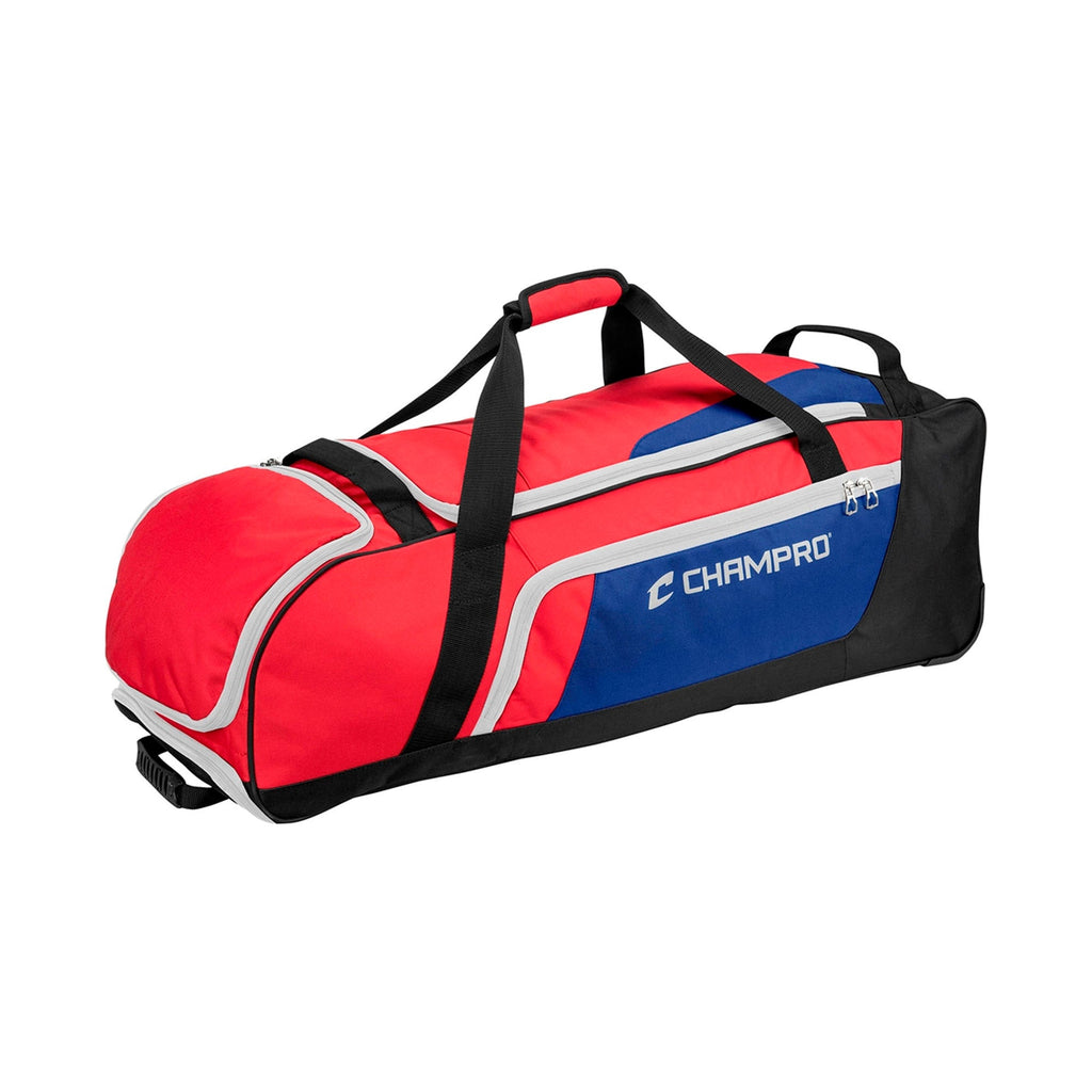 Maleta Beisbol Softbol Con Ruedas Champro Boss Negro Rojo Marino ADULTO E92