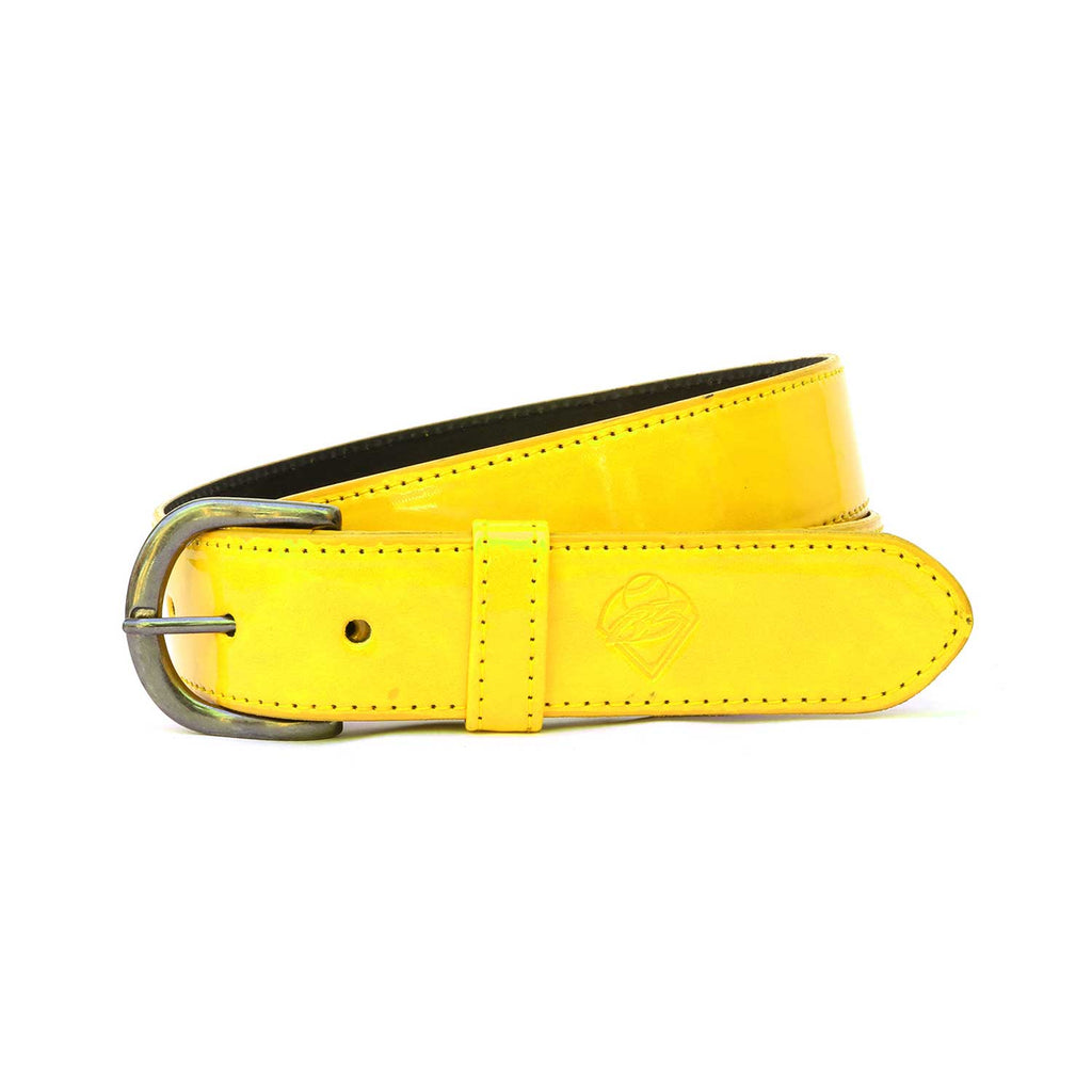 Cinturón Beisbol Softbol BS Piel Charol Amarillo