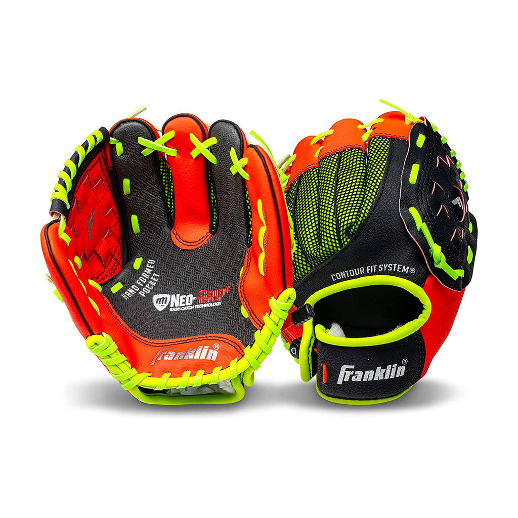 Guante Beisbol Franklin Neo Grip 22850 Negro Naranja 9 in 3 a 6 años