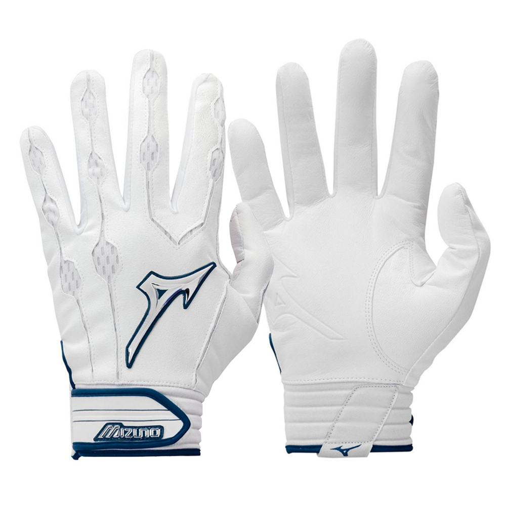 Guanteletas Beisbol Mizuno Covert Blanco Marino ADULTO
