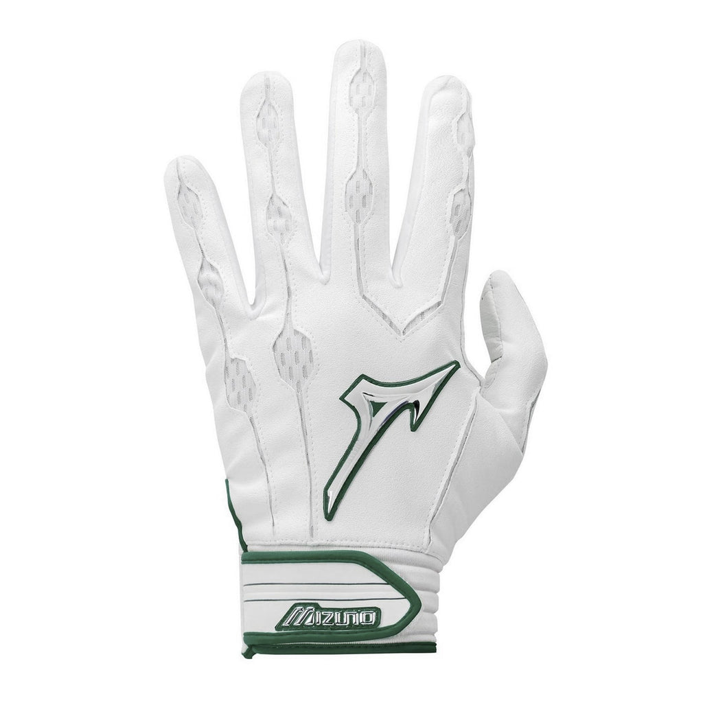 Guanteletas Beisbol Mizuno Covert Blanco Verde ADULTO