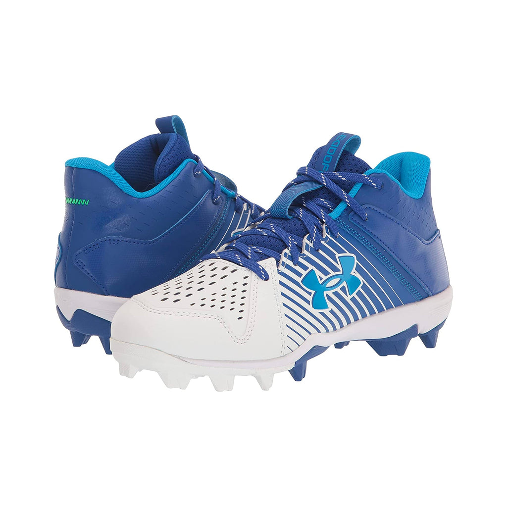 Spikes Beisbol Softbol Under Armour Leadoff Rubber Mid Blanco Azul