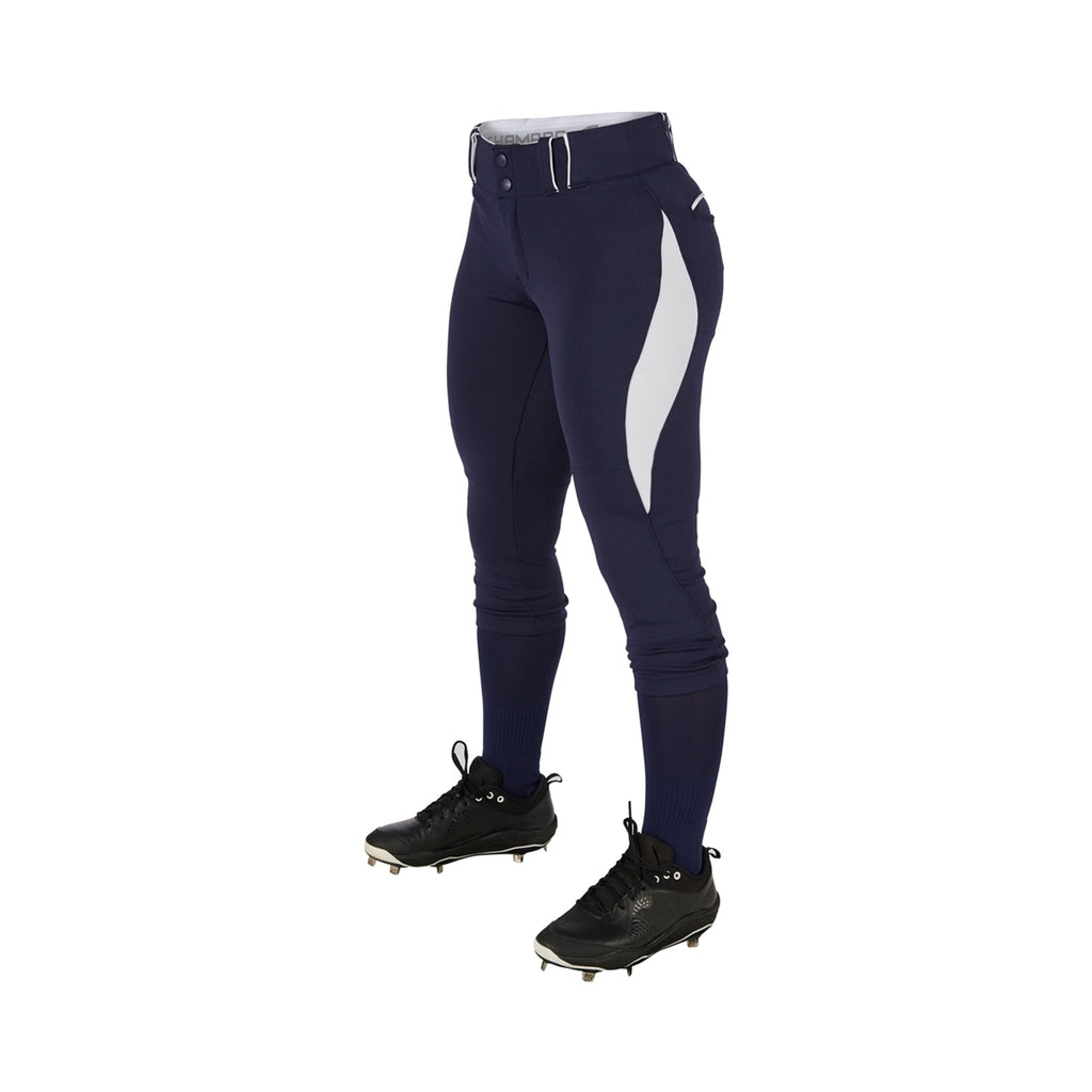 Pantalon Softbol Champro Surge Traditional BP28 Azul Oscuro Blanco Corto NIÑA